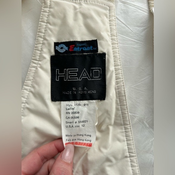 Vintage HEAD Overall White Snow pants Snowboarding Skiing Pants Womens size 12 - Picture 2 of 11